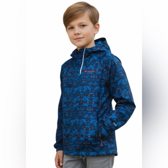 Columbia Other - Columbia Black and Blue Geometric Windbreaker